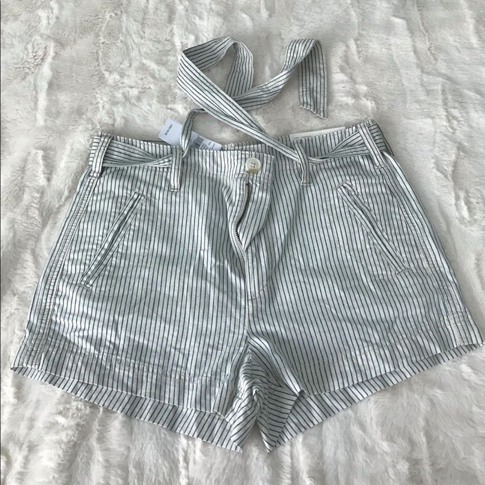 Striped American Eagle Tied High Rise Shorts